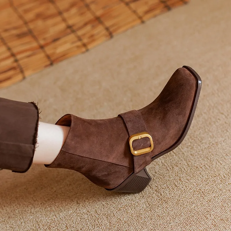 Woman Ankle Boots Square Toe Women Winter Boots Natural Suede Ladies Warm Shoes French Style Elegant Shoes For Autumn Spring
Woman Ankle Boots Square Toe Women Winter Boots Natural Suede Ladies Warm Shoes French Style Elegant Shoes For Autumn Spring