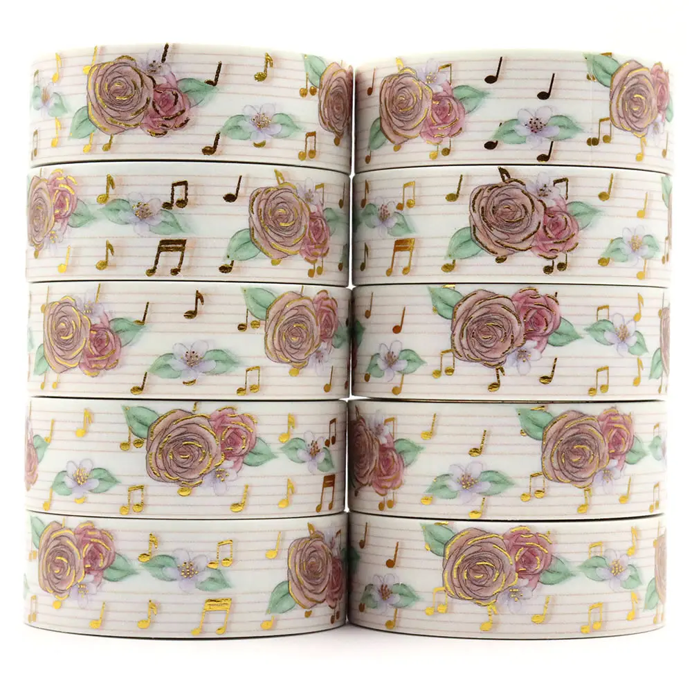NEW 10pcs/Lot 15mm*10m Gold Foil Valentine Rose Floral Music Decorative Washi Tape Stationery Colourful Tape Office Supplies
NEW 10pcs/Lot 15mm*10m Gold Foil Valentine Rose Floral Music Decorative Washi Tape Stationery Colourful Tape Office Supplies