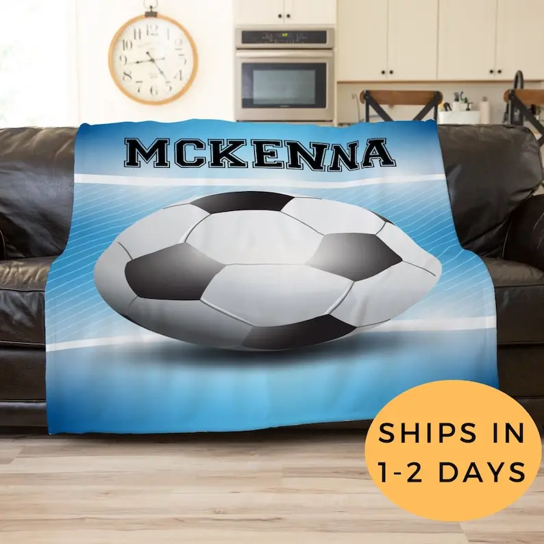 

Soccer Blanket, Soccer Decor, Man Cave Decorations, Soccer Gifts, Personalized Soccer Ball, Custom Soccer Ball, Soccer Dad,Socce