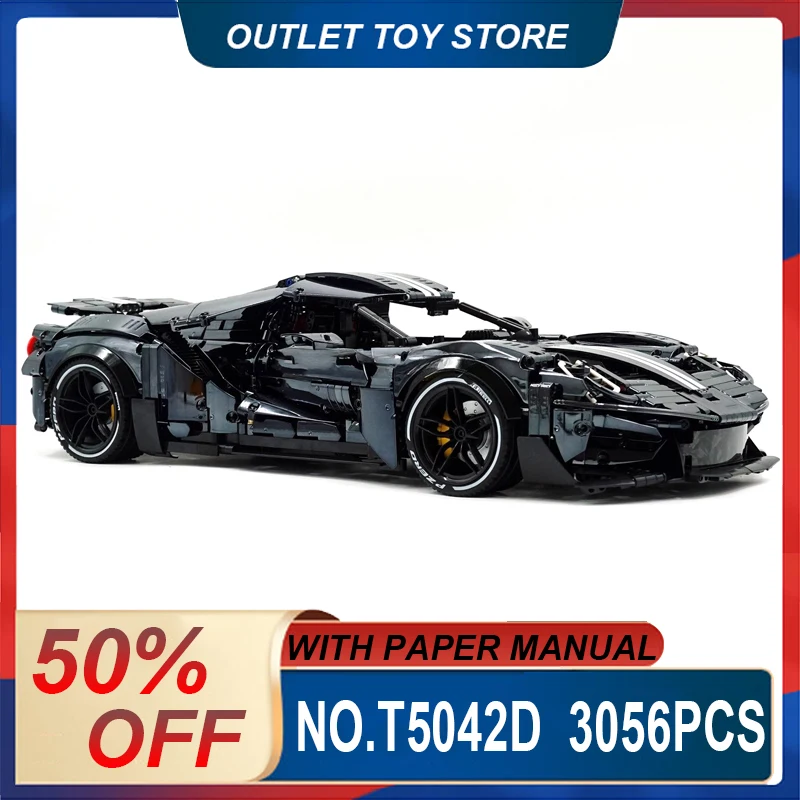 

MOC Technical 1:8 Black Plating Super Sports Hypercar Model Building Blocks Bricks Puzzle Toy Christmas Birthday Gifts For Adult