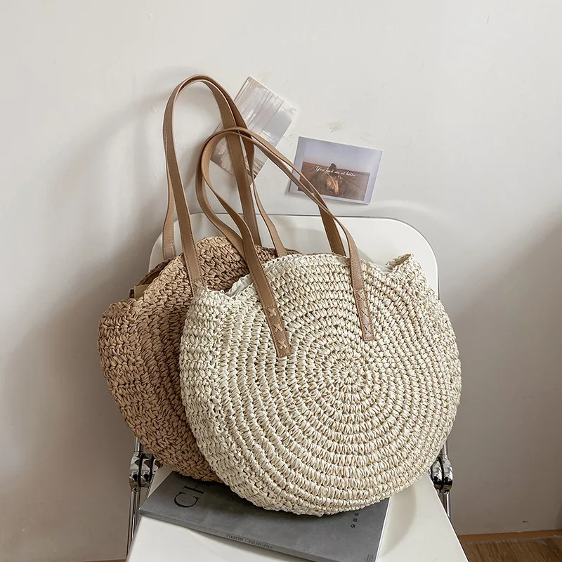 Handwoven Summer Rattan Beach Tote - Large Capacity Women's Straw Bag 23 Sc7c1e8a0956e4f3baa61b3a4d836ec931