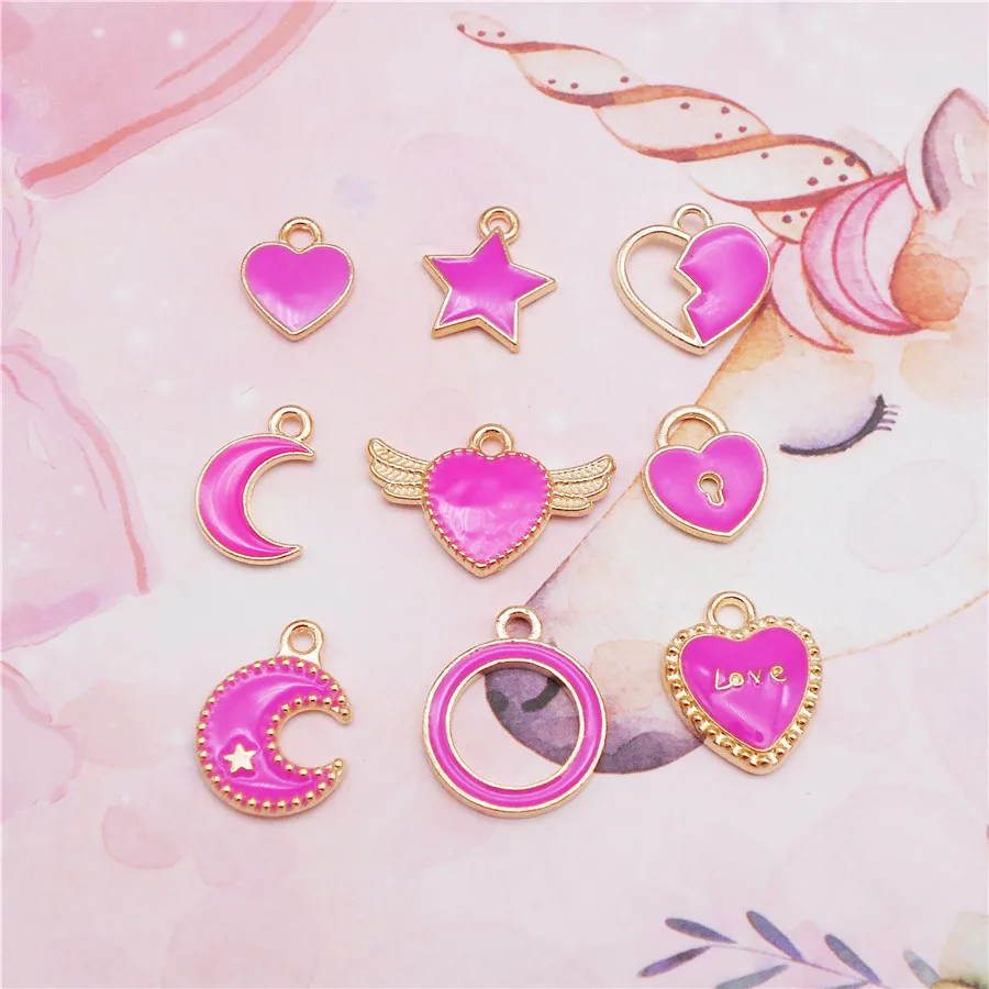 Julie Wang 18 шт. Эмаль розовый розовый шармы смешанный сплав сердце звезда луна круг кулон ожерелье браслет ювелирные изделия изготовление аксессуар
Julie Wang 18 шт. Эмаль розовый розовый шармы смешанный сплав сердце звезда луна круг кулон ожерелье браслет ювелирные изделия изготовление аксессуар