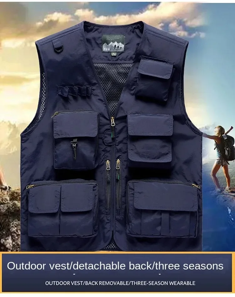 

7XL 14 Pockets Summer New Men US Tactical Hiking Fishing Vest Man Photographer Waistcoat Mesh Cargo Sleeveless Jacket Tool Vest