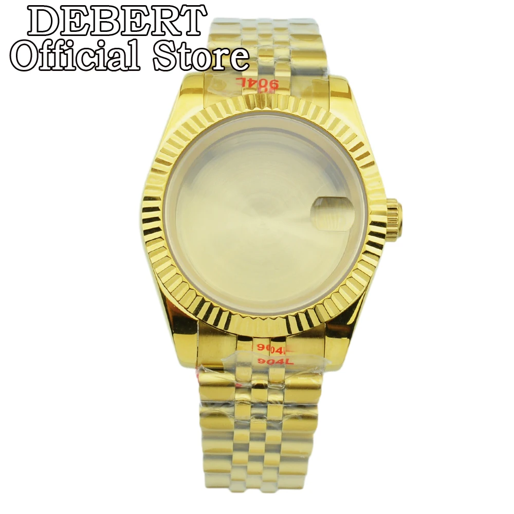 

DEBERT 36MM/40MM Sapphire Glass Gold Watch Case Fit NH34 NH35 NH36 ETA2824 PT5000 ST2130 Movement Jubilee Strap Bracelet