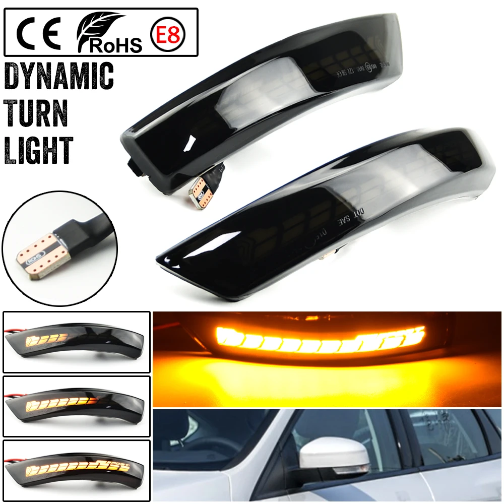 

For Ford Focus Mk4 Ab Bj 2019 -2020 Black Dynamic Turn Signal Light LED Side Rearview Mirror Sequential Indicator Blinker Lamp