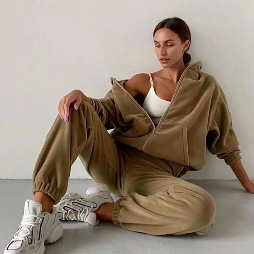 2024 Autumn Winter Women's Brand Veet Fabric Tracksuits Hoody Track Suit Hoodies And Pants Oversized Sportswear Two Pieces Set
2024 Autumn Winter Women's Brand Veet Fabric Tracksuits Hoody Track Suit Hoodies And Pants Oversized Sportswear Two Pieces Set