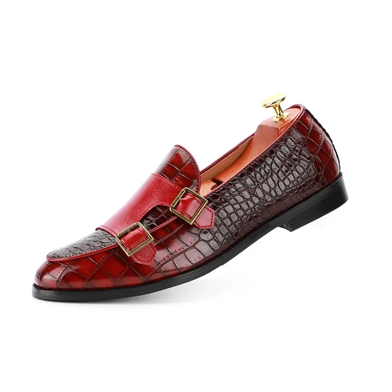 

Designer British Pointed Monk Strap Alligator Patent Leather Oxford Shoes Men Casual Loafers Formal Wedding Dress Zapatos Hombre