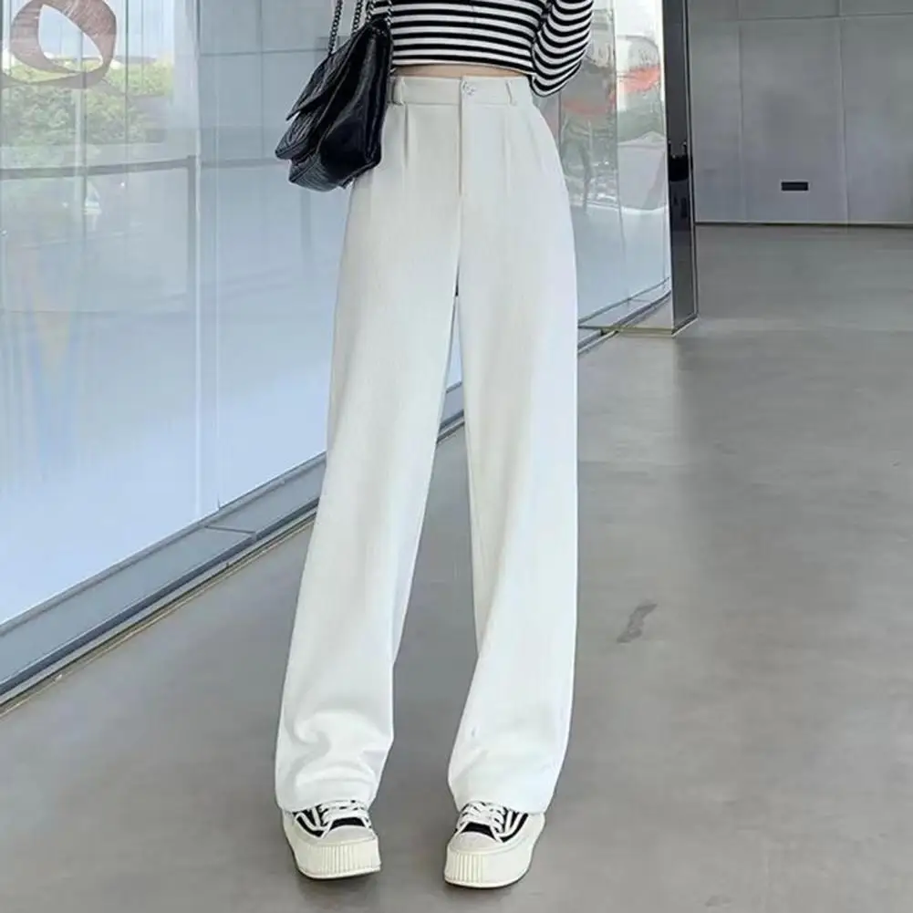 Women Suit Pants Autumn Solid Color High Waist Office Lady Pants Straight Wide Leg Button Zipper Fly Ribbed Office Trousers
Women Suit Pants Autumn Solid Color High Waist Office Lady Pants Straight Wide Leg Button Zipper Fly Ribbed Office Trousers