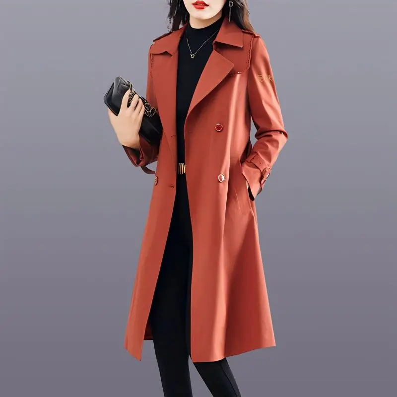 

2023 Popular Spring and Autumn New Red Advanced Trench Women Mid length Small Figure Temperament Coat Coat