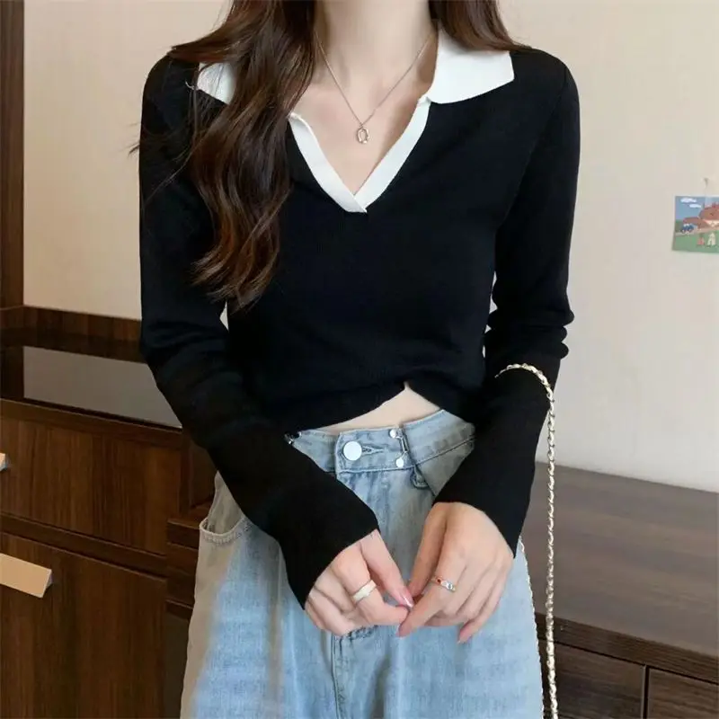 Yasuk Spring Autumn Woman Casual Solid Patchwork Lapel Pullover Women's Soft Slim Tees Knitted Gentle Sexy Warm Sweater Tops
Yasuk Spring Autumn Woman Casual Solid Patchwork Lapel Pullover Women's Soft Slim Tees Knitted Gentle Sexy Warm Sweater Tops