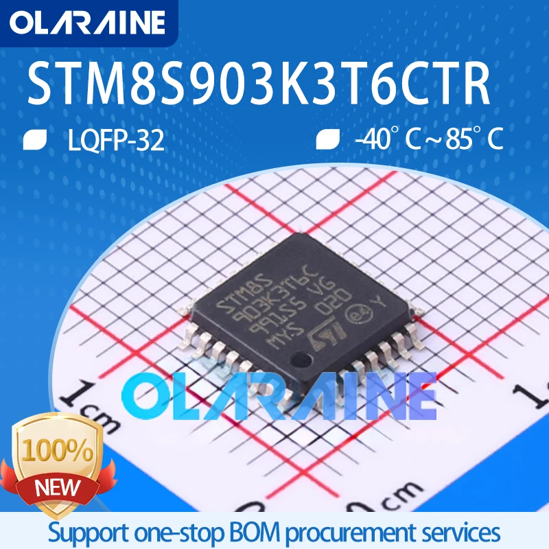 

5Pcs STM8S903K3T6CTR LQFP-32 SMD 8kB 8bit microcontroller MCU 1 kB 16 MHz 10 bit 28 I/O 2.95 V 5.5 V IC chips