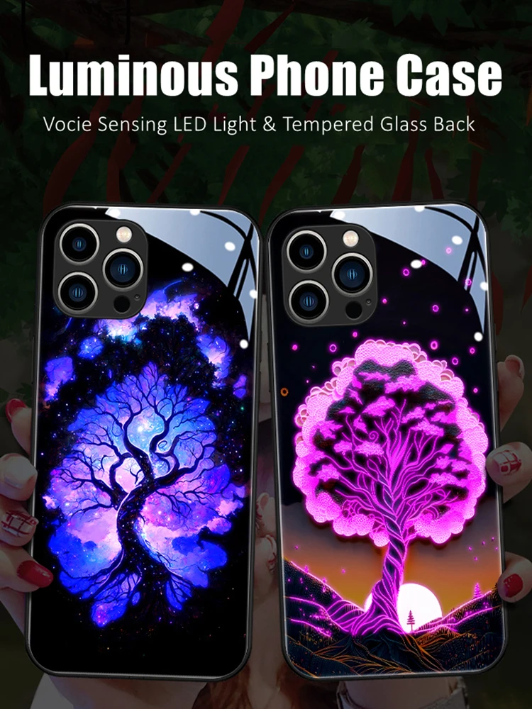 Lucky Tree Colorful LED Light Glowing Luminous Tempered Glass Phone Case for iPhone 15 11 12 13 14 X Xs Xr Mini Pro Max Plus
Lucky Tree Colorful LED Light Glowing Luminous Tempered Glass Phone Case for iPhone 15 11 12 13 14 X Xs Xr Mini Pro Max Plus