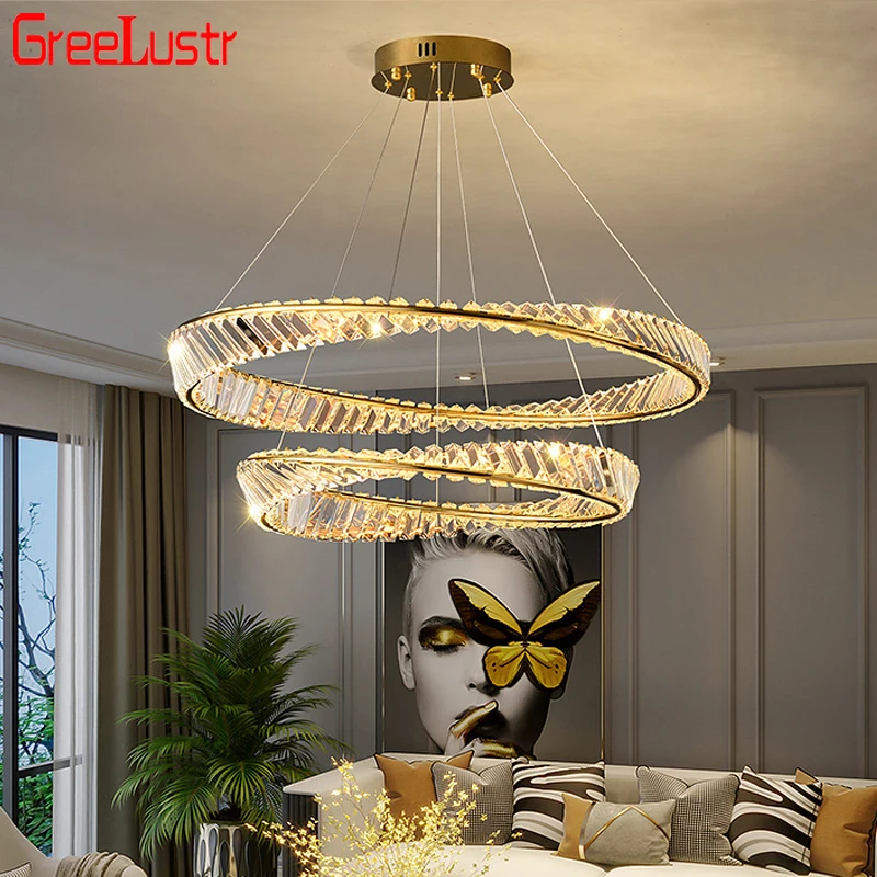 

Modern Minimalist K9 Crystal Led Pendant Light For Living Room Home Decor Luminaire Gold Round Chandelier Lamps Luxurious Lustre