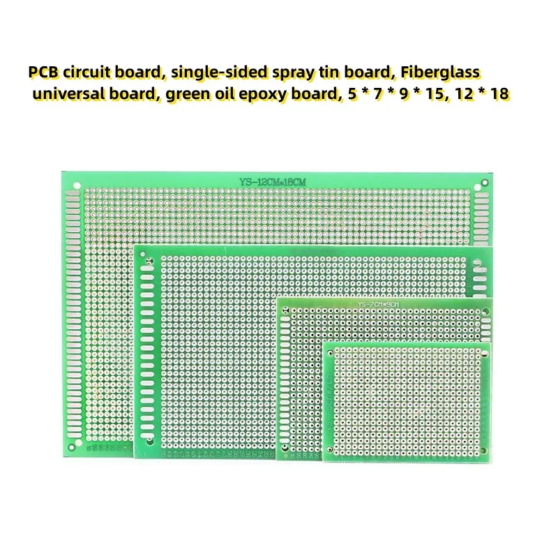 

PCB circuit board, single-sided spray tin board, fiberglass universal board, green oil epoxy board, 5 * 7 * 9 * 15, 12 * 18