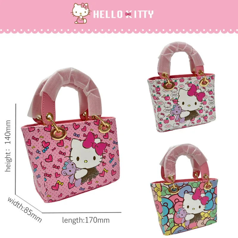 

Kawaii Hello Kitty Cartoon Print Leather Crossbody Bag Anime Sanrio Girly Heart Cute Children's Shoulder Bag Coin Purse