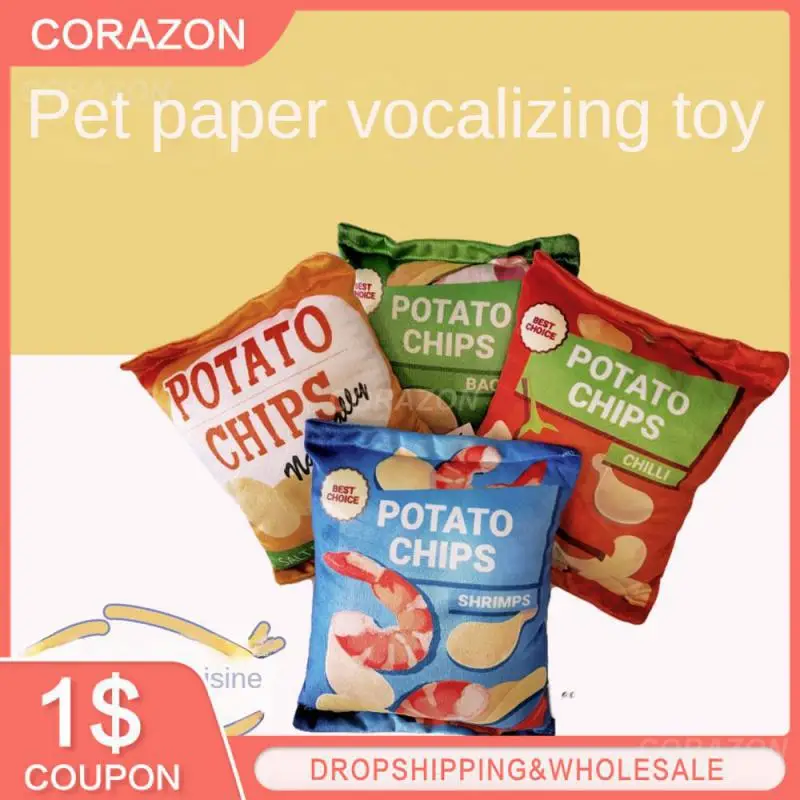 

Interesting Pet Potato Chips Interactive Companion Supplies Dog Toys Anti Bite Crisp Dog Toy Fun Rattling Paper Cat Dog Pet Toys