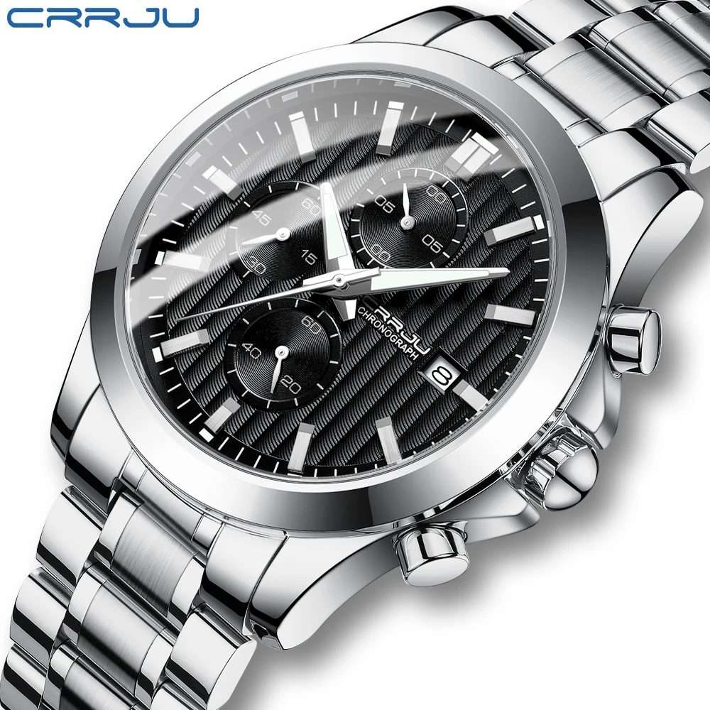 

CRRJU New Fashion Mens Watches Top Brand Luxury Sport Watch Men Quartz Date Clock Waterproof Wristwatch Chronograph Clock Man