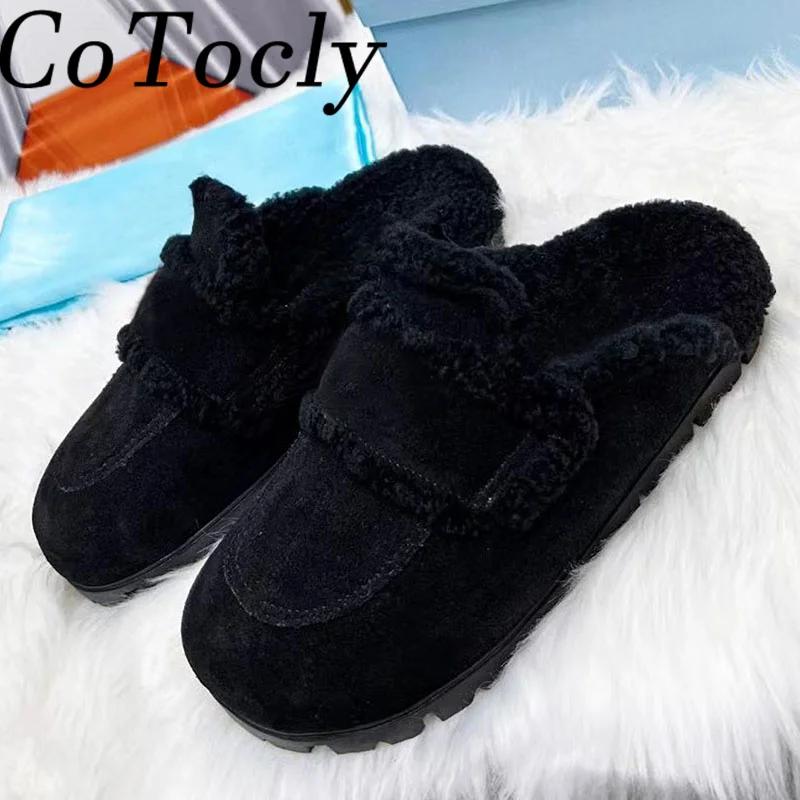 Autumn Flat Slippers Women Baotou Cashmere Mules Outdoors Walking Shoes Female Black Brown Casual Comfort Vacation Slides Women
Autumn Flat Slippers Women Baotou Cashmere Mules Outdoors Walking Shoes Female Black Brown Casual Comfort Vacation Slides Women