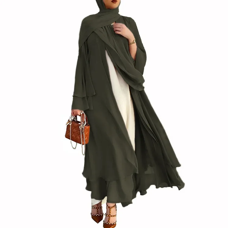 

Plain Chiffon Kimono Abaya Dubai Muslim Hijab Dress Open Abayas for Women Arabic Turkey Ramadan Eid Islam Clothing Kaftan Robe