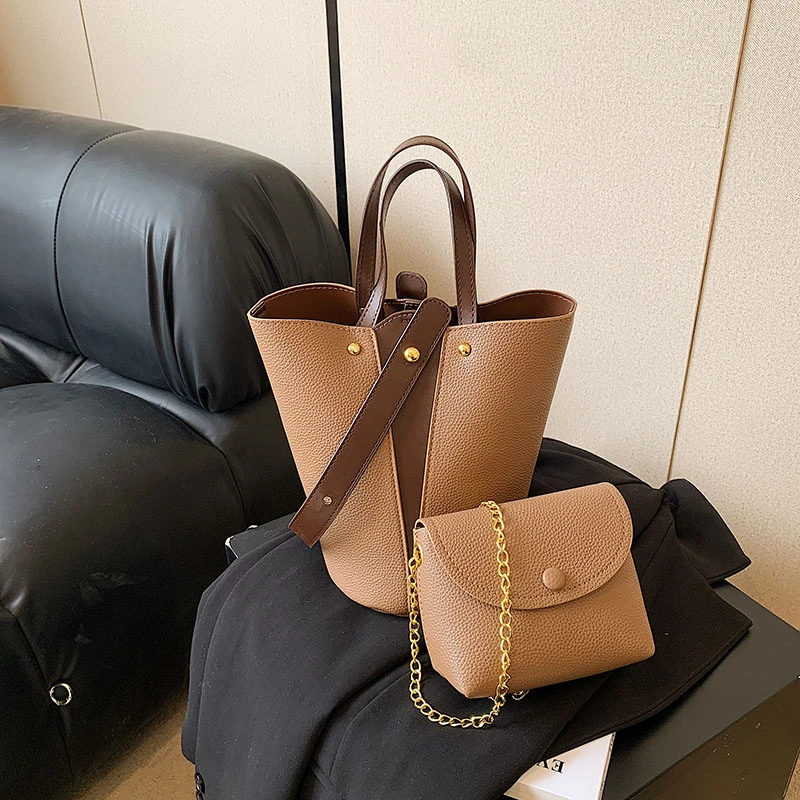 

Women's Leather Shoulder Bag Luxury Designer Bucket Crossbody Bag Famous Brand Handbag Ladies Composite Casual Tote Bag