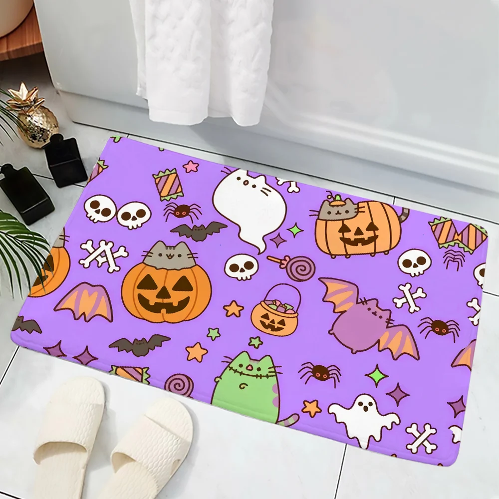 

CLOOCL Plush Doormat Absorbent Rug Halloween Pumpkin Ghost Bat Pattern 3D Print Kitchen Bathroom Entrance Doormat Floor Mat