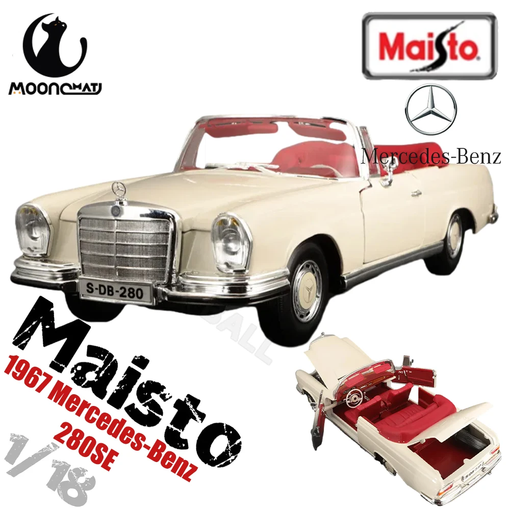 

Maisto 1/18 1967 Mercedes-Benz 280SE Car Model Sports Car Alloy Retro Die-cast Classic Car Model Car Decoration Collection Gifts