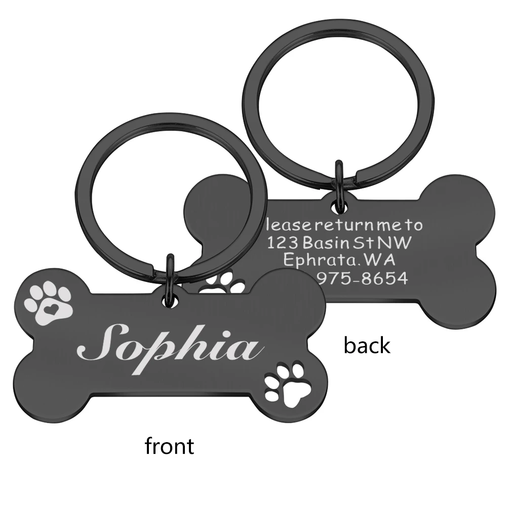 

Идентификационная бирка для собак с гравировкой, персонализированная подвеска с именем, косточкой, цветком, именем для питомца, кошки, щенка, собаки, брелок, аксессуары для домашних животных