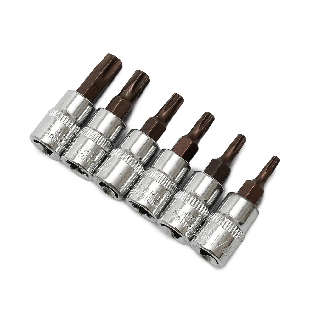 New 6pcs Bit Socket Hex Torx 1/4inch Shank 6.35mm Drive Factory Home Furnishing Repair Screwdriver Set T10-T40
New 6pcs Bit Socket Hex Torx 1/4inch Shank 6.35mm Drive Factory Home Furnishing Repair Screwdriver Set T10-T40
