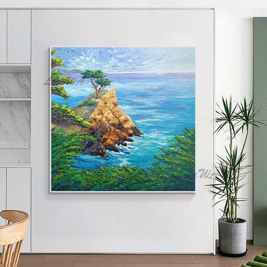 

Modern Textured Wall Art Abstract Canvas Painting Wholesale Of 3d Pictures Unframed Trees Along The Coast Nature Oil Paintings