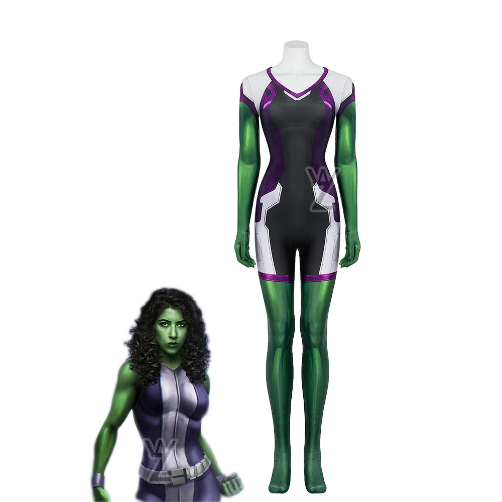 

Новейший женский костюм для косплея She Hulk сексуальные комбинезоны Дженнифер Сьюзан Уолтерс косплей женские костюмы на Хэллоуин