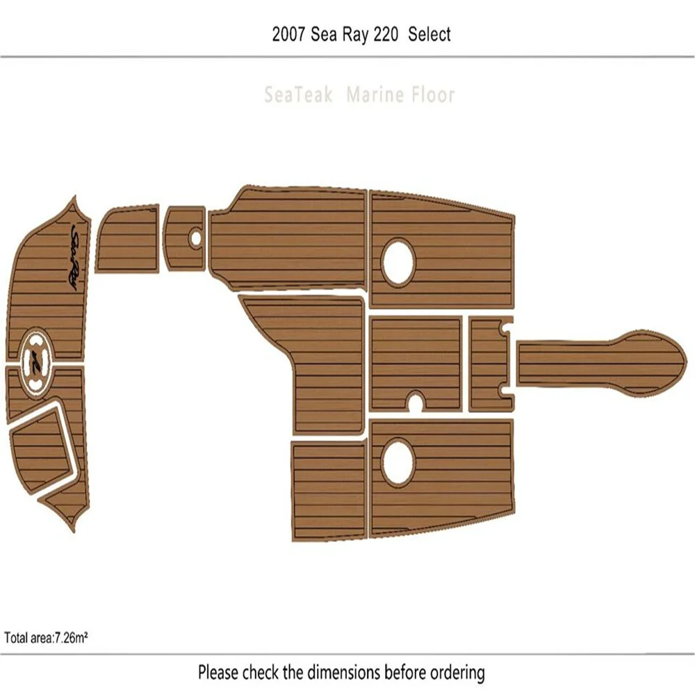 

2004-2007 Sea Ray 220 Select Cockpit swimming platform Pads 1/4" 6mm EVA Teak SeaDek MarineMat Gatorstep Style Self Adhesive