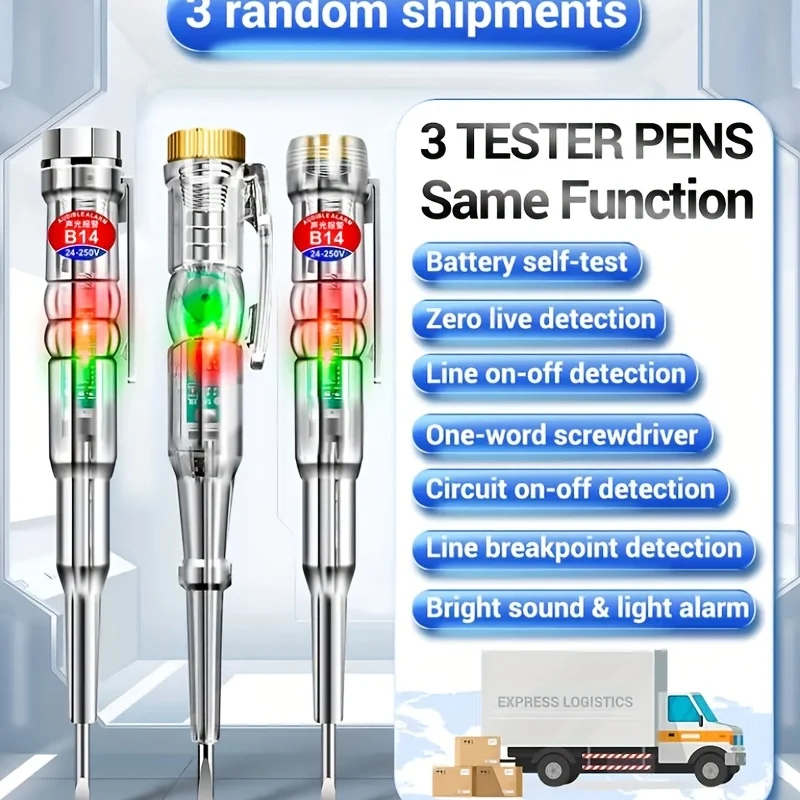 B14 Intelligent Induction Power Voltage Detector Pen 24-250V Circuit Tester Electrical Screwdriver With Indicator Light Sensor
B14 Intelligent Induction Power Voltage Detector Pen 24-250V Circuit Tester Electrical Screwdriver With Indicator Light Sensor