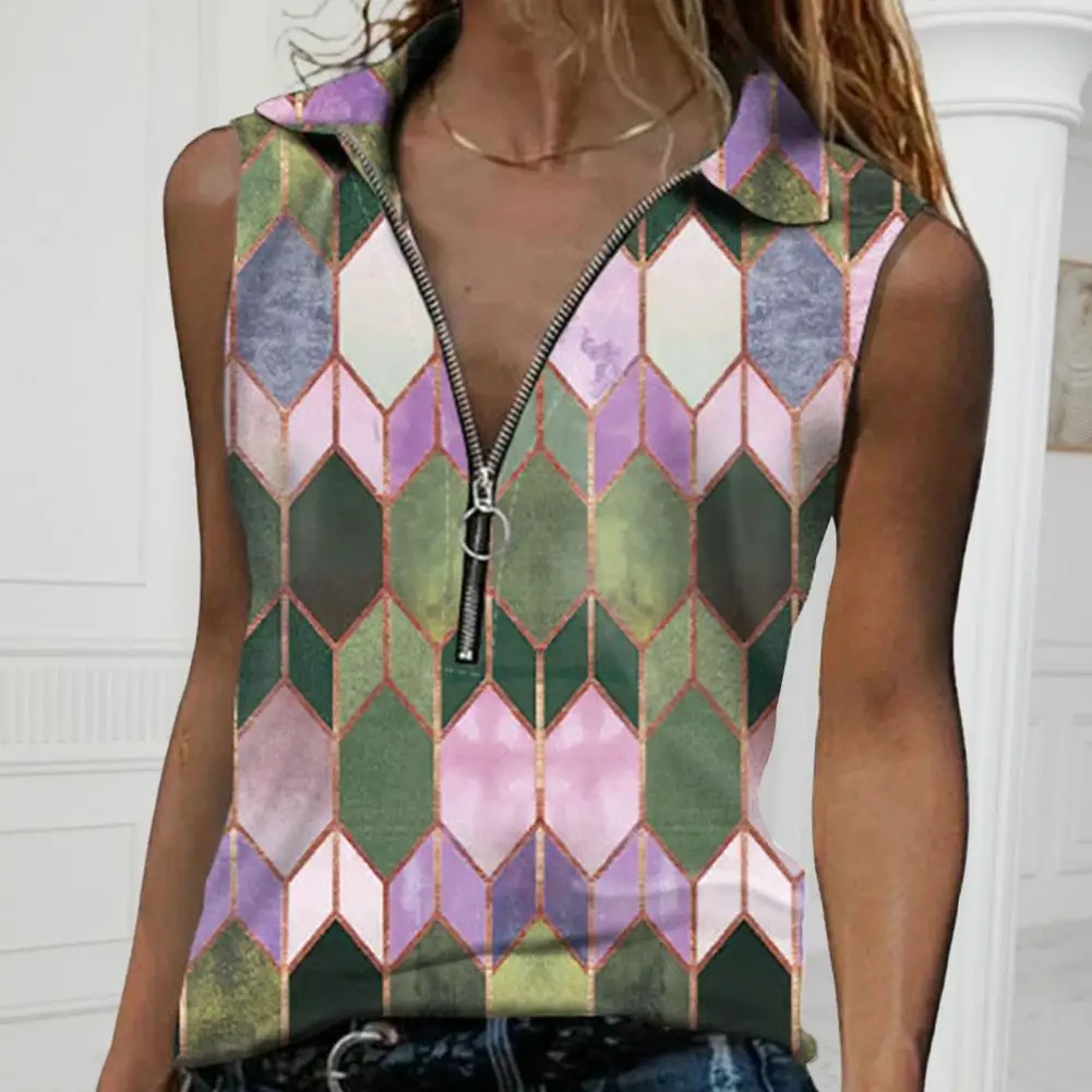 Stylish Women Tank Top Zipper Decor Pullover Soft Women Summer Vest Turn-down Collar Lady Summer Vest Female Garment
Stylish Women Tank Top Zipper Decor Pullover Soft Women Summer Vest Turn-down Collar Lady Summer Vest Female Garment