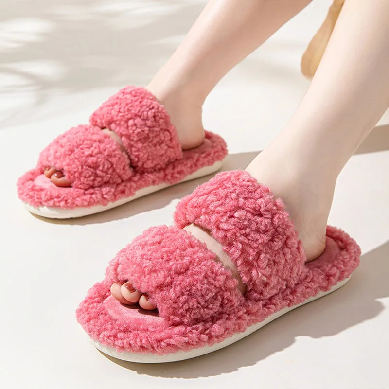 2023 Autumn Women's Plush Slippers Cute Solid Color Curly Furry Slippers Home Cotton Shoes Indoor Soft Flat Non-slip Slippers
2023 Autumn Women's Plush Slippers Cute Solid Color Curly Furry Slippers Home Cotton Shoes Indoor Soft Flat Non-slip Slippers