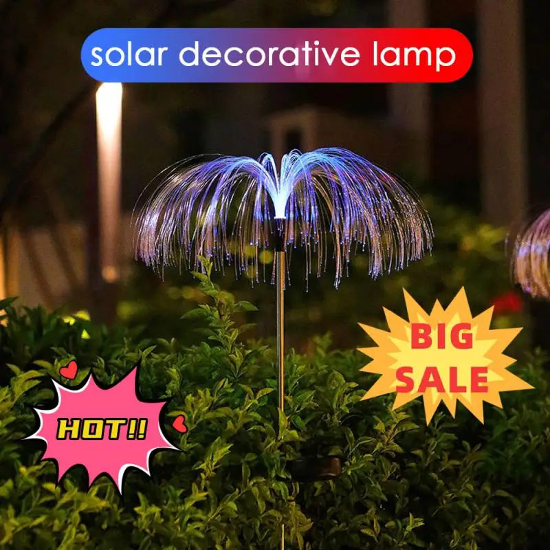 

Double Solar Jellyfish Light 7 Colors Solar Garden Lights LED Fiber Optic Lights Outdoor Waterproof Decor Lamp for Lawn Patio