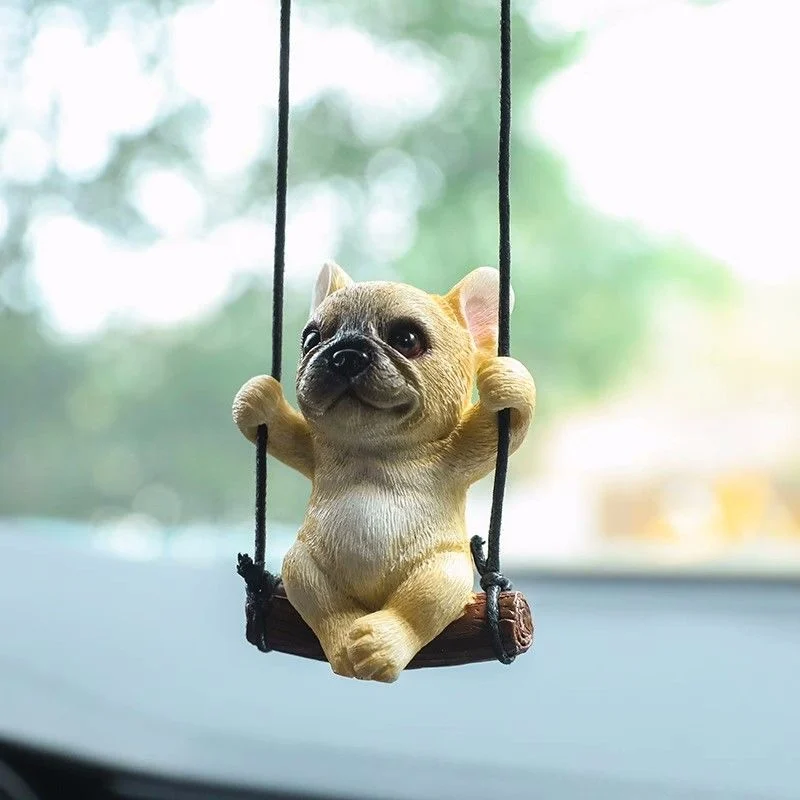 

Funny Simulation Dog Puppy Swing Bulldog Pug Resin Model Pendant Home Car Ornaments for Friends Kids Birthday Gift Accessories