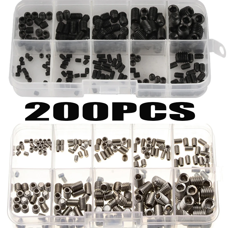 200Pcs 304 Stainless Steel Head Socket Hex Set Grub Screw Assortment Kit M3/M4/M5/M6/M8 With Case
200Pcs 304 Stainless Steel Head Socket Hex Set Grub Screw Assortment Kit M3/M4/M5/M6/M8 With Case