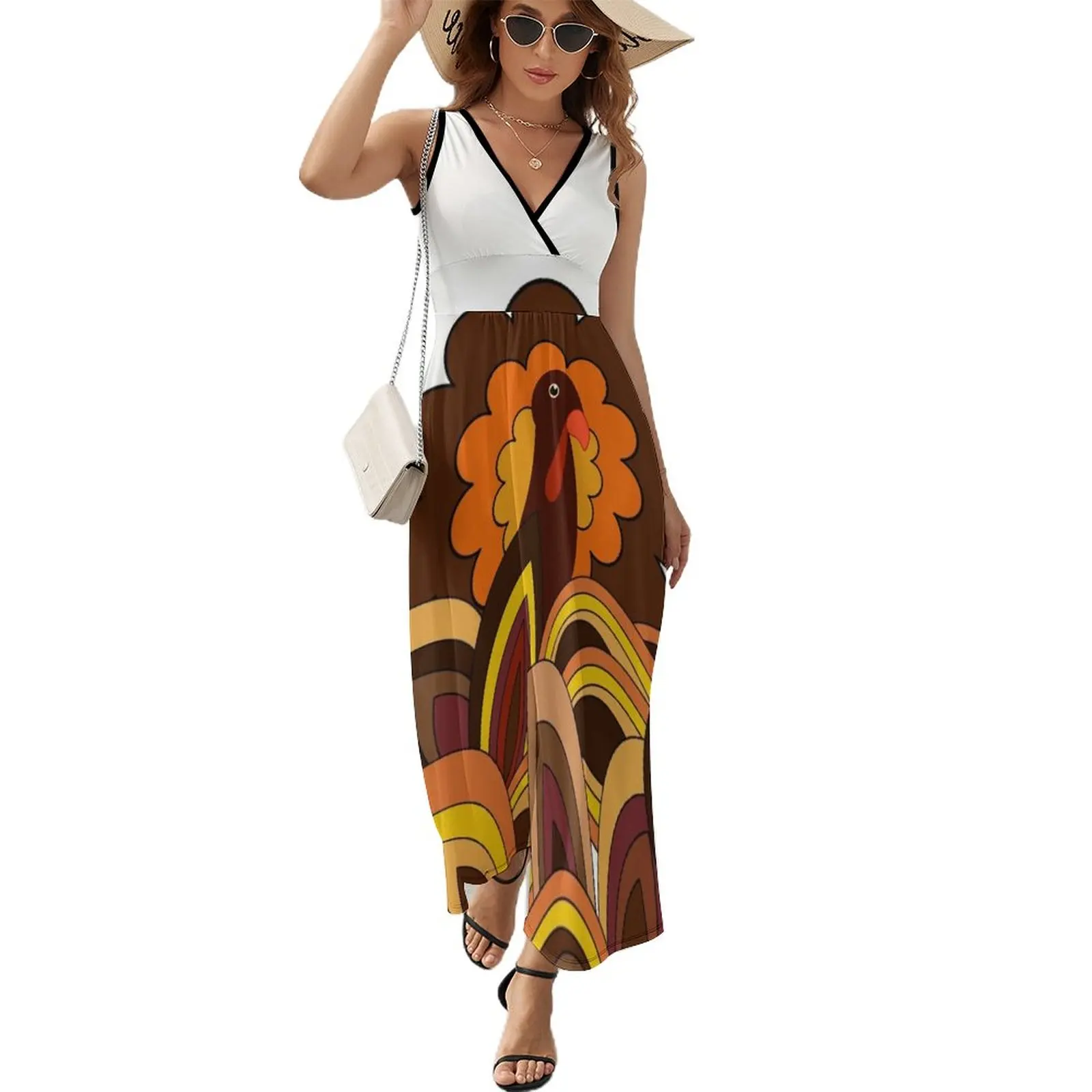 Retro Thanksgiving Turkey on White Sleeveless Dress evening dress woman Female clothing elegant women's sets
Retro Thanksgiving Turkey on White Sleeveless Dress evening dress woman Female clothing elegant women's sets