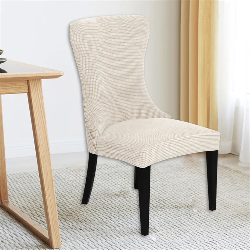 Housses de chaise incurvée en polaire de Style nordique, couvre-siège, extensible, amovible, lavable, pour salle à manger, pour salon Housses de chaise incurvée en polaire de Style nordique, couvre-siège, extensible, amovible, lavable, pour salle à manger, pour salon