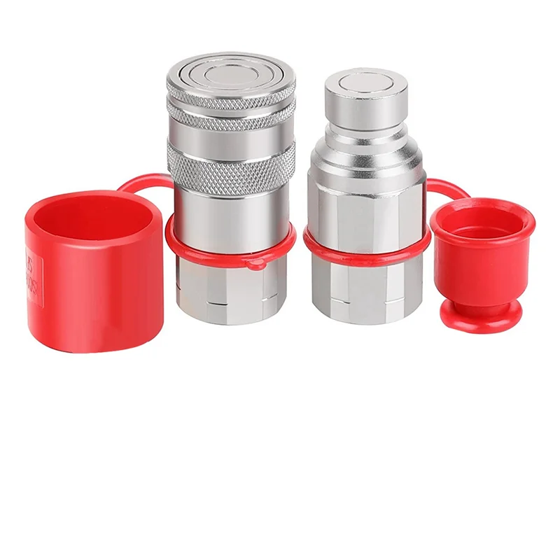 1/2Inch NPT Hydraulic Coupler Skid Steer Bobcat Flat Face Quick Connect Couplings with 2PCS Dust Cap
1/2Inch NPT Hydraulic Coupler Skid Steer Bobcat Flat Face Quick Connect Couplings with 2PCS Dust Cap