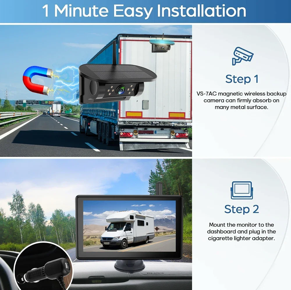 7 بوصة مركبة تعمل باللمس DVR مع 2 كاميرا احتياطية لاسلكية مغناطيسية تعمل بالطاقة الشمسية BSD إنذار لشاحنة/RV/مقطورة/رافعة شوكية 5 7 بوصة مركبة تعمل باللمس DVR مع 2 كاميرا احتياطية لاسلكية مغناطيسية تعمل بالطاقة الشمسية BSD إنذار لشاحنة/RV/مقطورة/رافعة شوكية