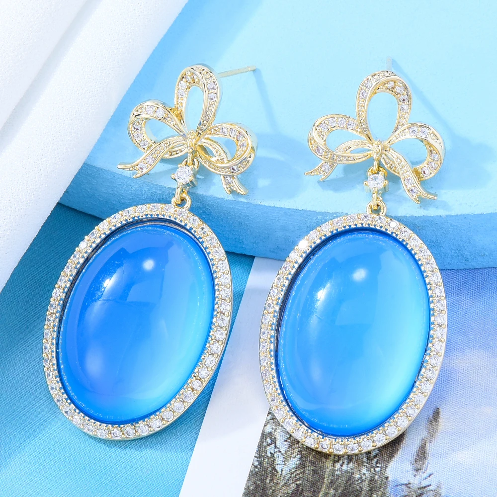

Kellybola серьги Gorgeous Shiny Blue Amber Jade CZ Drop Earrings Full Cubic Zirconia for Women Wedding Trendy Earrings Bijoux