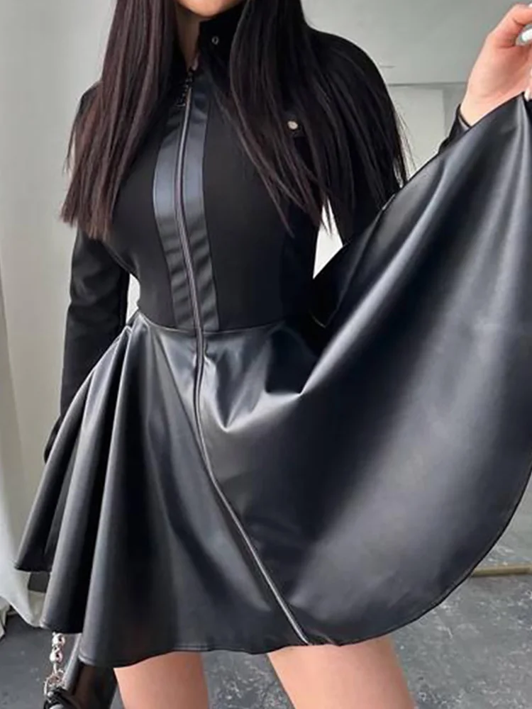 Stand Collar Streetwear Women Mini Dress Female Elegant 2024 Long Sleeve Solid Dress Zipper Patchwork Casual Black Dress Vestido
Stand Collar Streetwear Women Mini Dress Female Elegant 2024 Long Sleeve Solid Dress Zipper Patchwork Casual Black Dress Vestido