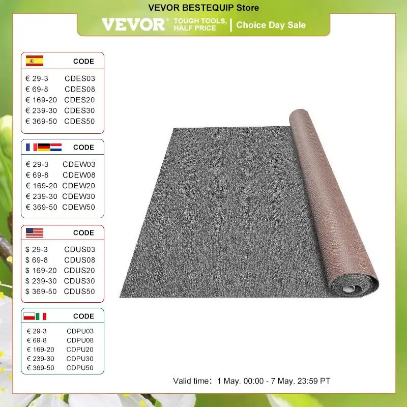 

VEVOR Boat Marine Carpet Roll 6ft Waterproof Polyester Outdoor Deck Carpet Cuttable Anti-Slide Patio Porch Garage Mat Rug Carpet