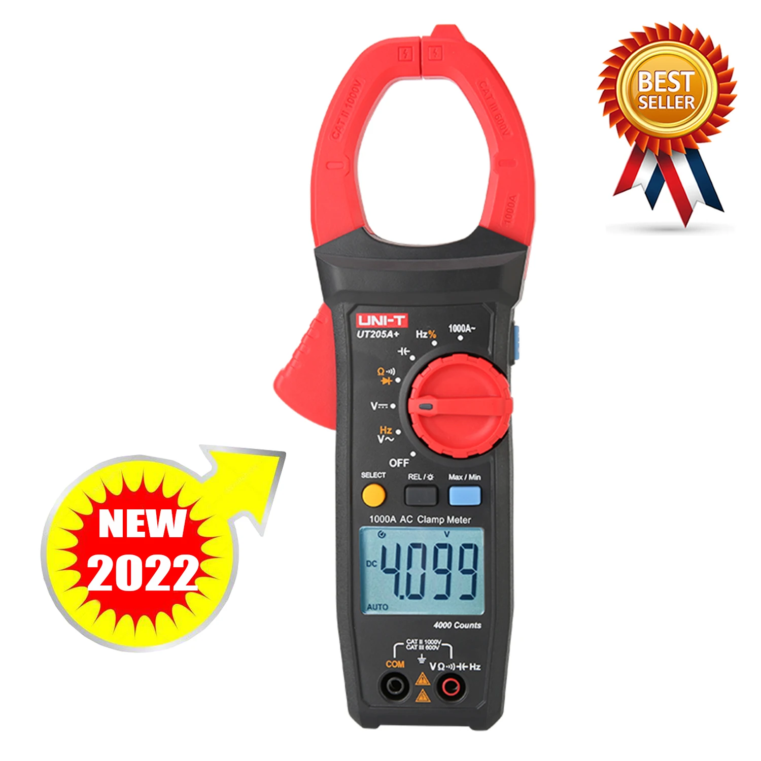 

UNI-T UT205A+ UT206A+ Digital Clamp Meter 1000V AC DC Voltage Tester Digital Ammeter Resistance Temperature Test 45mm Jaw.