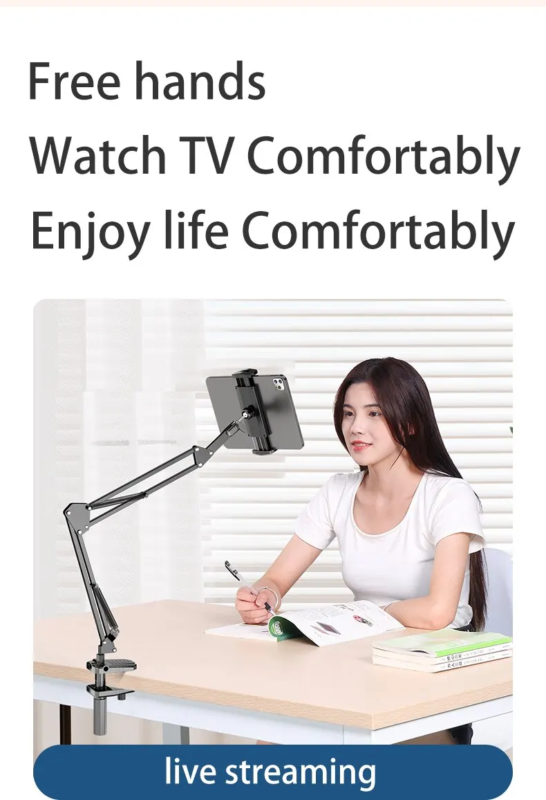 Tablet Stand Rotatable Phone Stand Long Arm Metal 180° Adjustable Holder for iPad Pro, Mini Air Xiaomi Tablet Compatible 4-12.9 inches 14 Mallzona Sc7ff612ac90f4d6ca08ab5fcc7d83327V Tablet Stand Rotatable Phone Stand Long Arm Metal 180° Adjustable Holder for iPad Pro, Mini Air Xiaomi Tablet Compatible 4-12.9 inches Mallzona