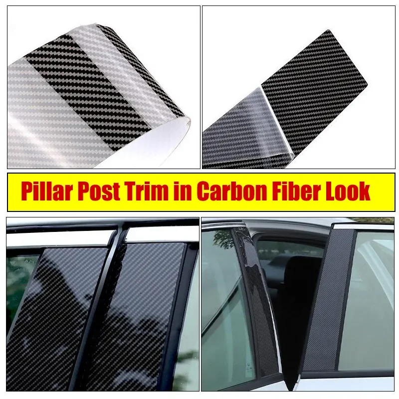 

8Pcs Carbon Fiber Black Pillar Posts Stickers Fit Toyota Prius 2016 2017-2022 Car Door Window Exterior Trim Cover Kits Panel