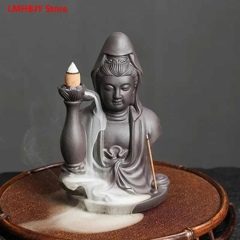 Purple Sand Backflow Sandalwood Aroma Incense Stove Creative Guanyin Smoke Backflow Incense Stove Home Decoration Craft Gifts
Purple Sand Backflow Sandalwood Aroma Incense Stove Creative Guanyin Smoke Backflow Incense Stove Home Decoration Craft Gifts