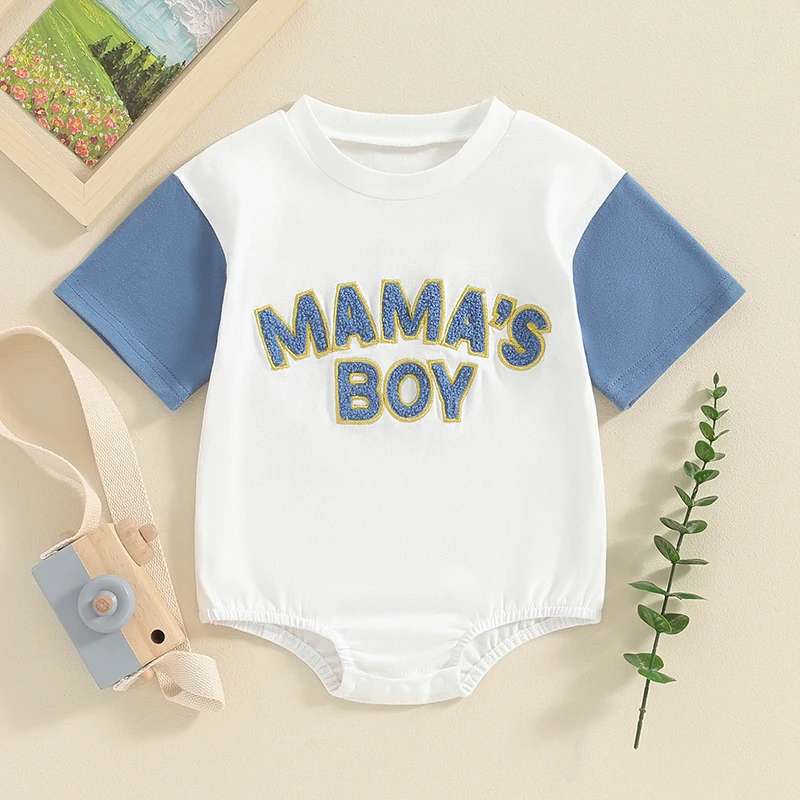 

Summer Newborn Baby Boys Rompers Clothing 0-18M Short Sleeve Crew Neck Letter Embroidery Loose Jumpsuits Playsuits Overalls