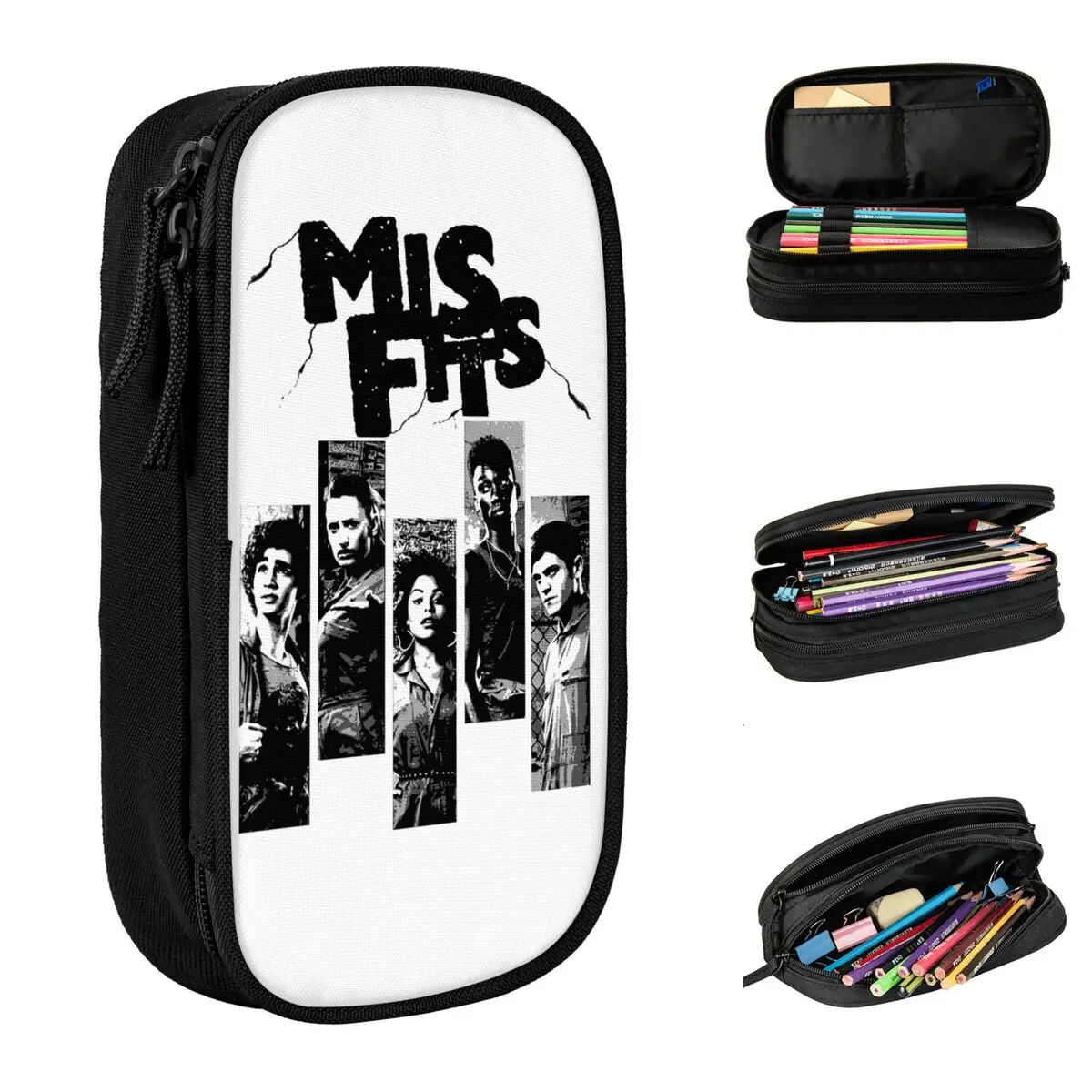 

Lovely Band Misfits Rock Ghost Pencil Cases Pencilcases Pen Holder for Student Large Storage Bags Office Gifts Stationery